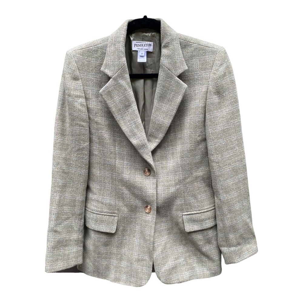 Vintage Pendelton 96% Lambswool plaid Blazer jacket preppy classic academia Sz 8
